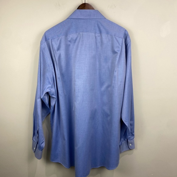 Nordstrom Men’s Blue Smartcare Organic Wrinkle Free Button Down Shirt 18 Neck - Picture 2 of 10